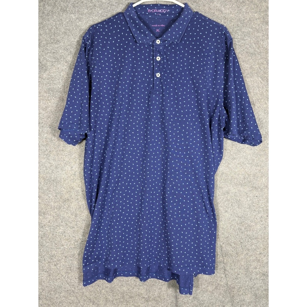 B. Draddy Mens XL Blue Pima Cotton Micro Paisley Polo Shirt 12-BDK50